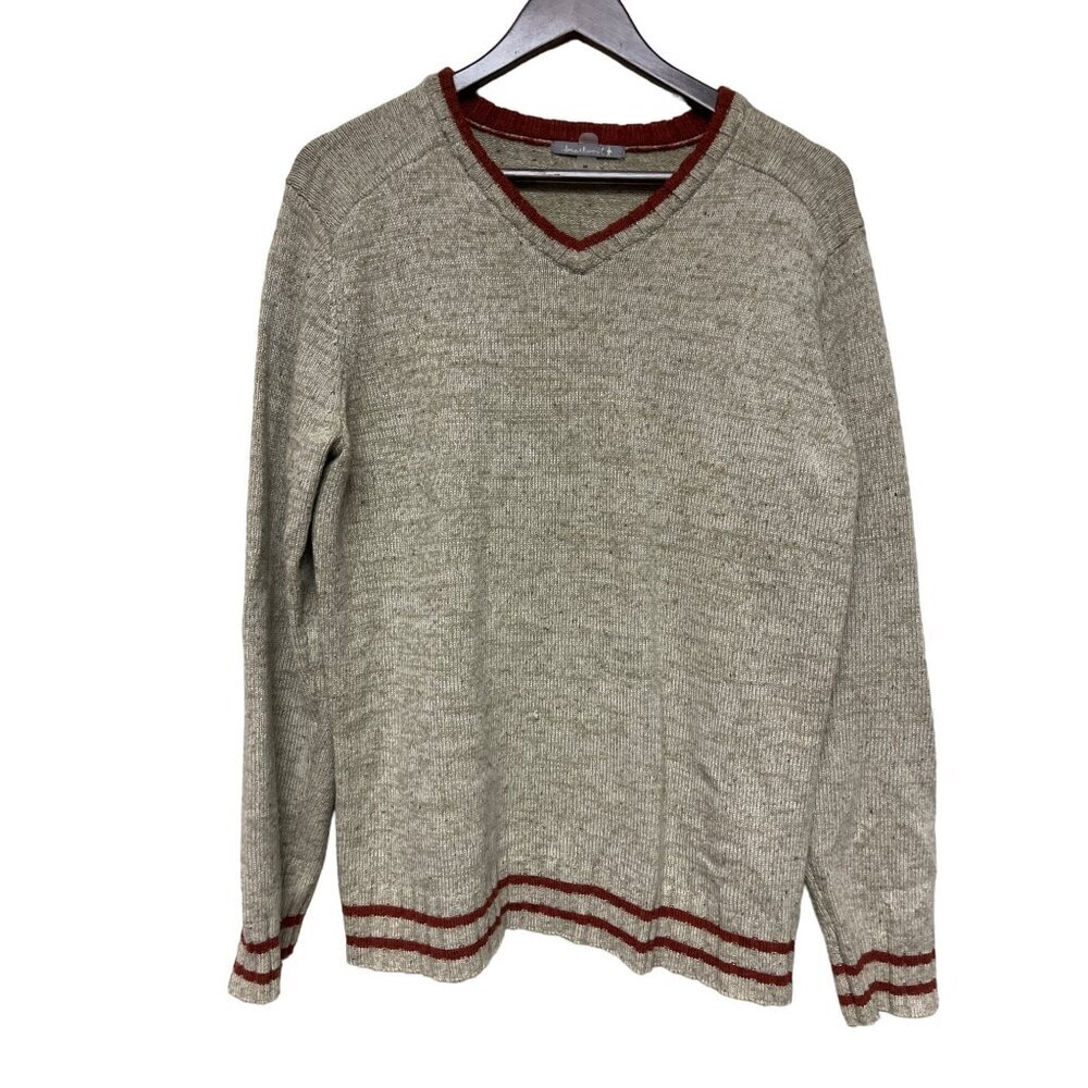 Smartwool Men's Sweater Tan V-Neck Varsity Merino Wool Blend Outdoor Medium